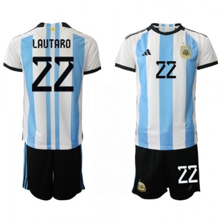 Argentina Lautaro Martinez 22 Matchtröjor Barn Hemma Fotbollströja VM 2022